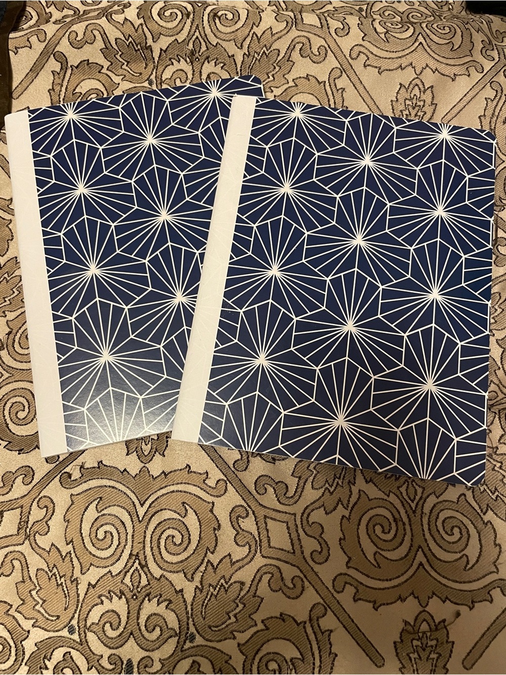 Set of 2 Navy Geometric Spiral Notebooks